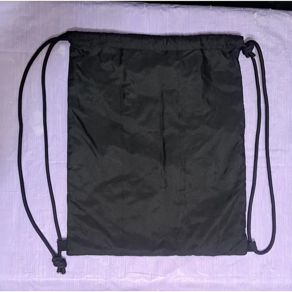 Thick Drawstring Lightweight Black Backpack Gym Bag with Pockets